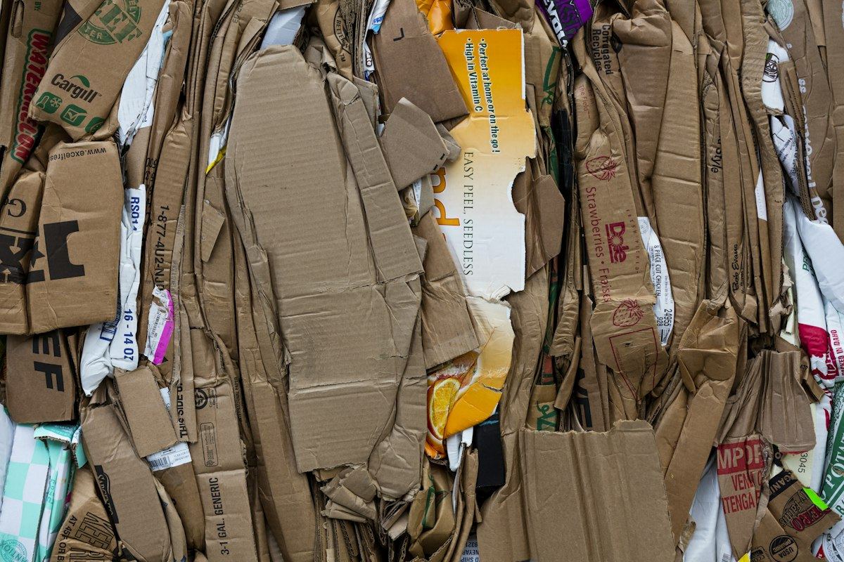 Balle de cartons compressés et ligaturés